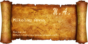 Mikolay Anna névjegykártya