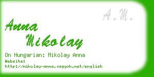 anna mikolay business card